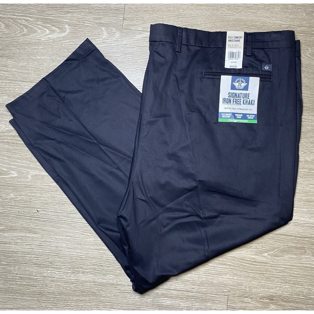 Dockers Mens Signature Iron Free Khaki Big & Tall Classic Fit Pants Black‎ 54x30